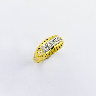 Diamantring aus 585 Gelb- und Weißgold, nachhaltiger second hand Schmuck perfekt aufgearbeitet