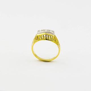 Diamantring aus 585 Gelb- und Weißgold, nachhaltiger second hand Schmuck perfekt aufgearbeitet