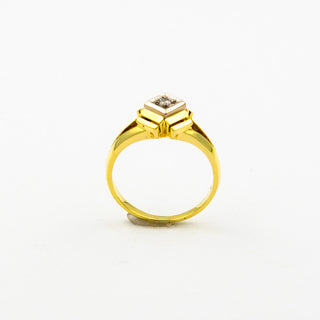 Brillantring aus 585 Gelb- und Weißgold, nachhaltiger second hand Schmuck perfekt aufgearbeitet