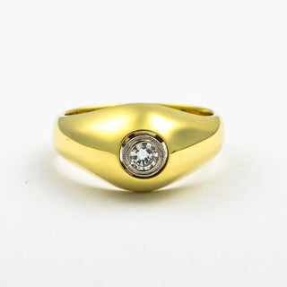 Brillantring aus 585 Gelb- und Weißgold mit Brillant, hochwertiger second hand Schmuck perfekt aufgearbeitet