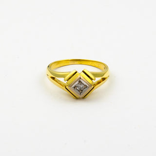 Brillantring aus 585 Gelb- und Weißgold, nachhaltiger second hand Schmuck perfekt aufgearbeitet