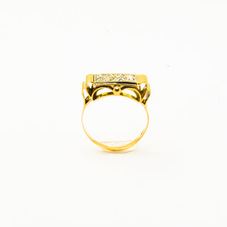 Ring aus 585 Gelb- und Weißgold mit Diamant, nachhaltiger second hand Schmuck perfekt aufgearbeitet