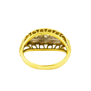 Ring aus 585 Gelb- und Weißgold mit Diamant, nachhaltiger second hand Schmuck perfekt aufgearbeitet