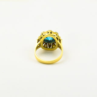 Ring aus 585 Gelb- und Weißgold mit Diamant und Zirkon, nachhaltiger second hand Schmuck perfekt aufgearbeitet