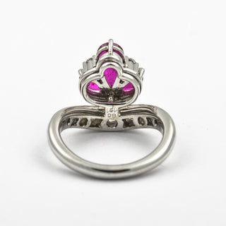 Rubinring aus 585 Weißgold mit Brillant, nachhaltiger second hand Schmuck perfekt aufgearbeitet