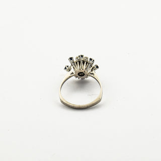 Ring aus 585 Weißgold mit Saphir und Diamant, nachhaltiger second hand Schmuck perfekt aufgearbeitet