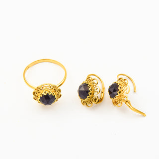 Schmuckset aus 585 Roségold mit Granat, nachhaltiger second hand Schmuck perfekt aufgearbeitet