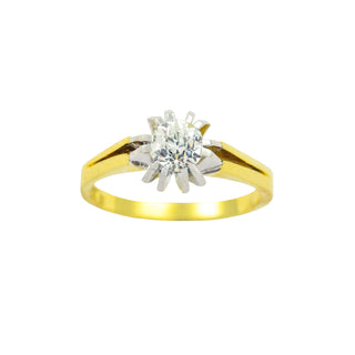 Solitärring aus 585 Gelbgold mit Diamant, nachhaltiger second hand Schmuck perfekt aufgearbeitet