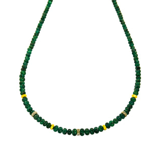 Smaragdkette mit Schließe aus 585 Gelb- und Weißgold mit Diamant, nachhaltiger second hand Schmuck perfekt aufgearbeitet