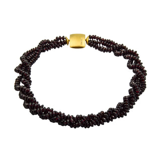 Granatkette mit Schließe aus Silber/Gold mit Brillant, Handarbeit, nachhaltiger second hand Schmuck perfekt aufgearbeitet