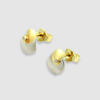 Ohrstecker mit Diamant aus Gelbgold und Platin aus zweiter Hand