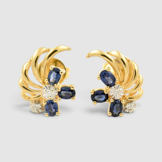 Ohrstecker mit Diamant aus Gelbgold und Platin aus zweiter Hand