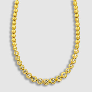 Collier aus 585 Gelbgold mit 17 Brill. zus. ca. 2 ct TCr/lupenrein, Schmuckpass