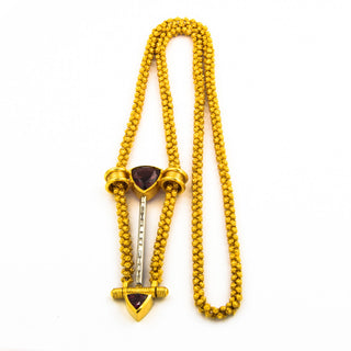 Collier aus Gelbgold mit Granat und Diamant, neuwertig