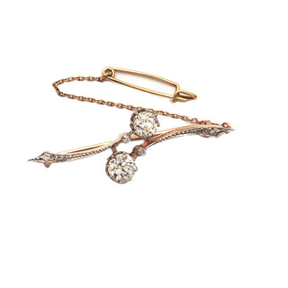 Brillantbrosche aus Gelb- und Weißgold mit Brillant und Diamant, um 1900