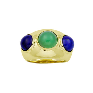 Ring aus Gelbgold mit Lapislazuli und Chrysopras