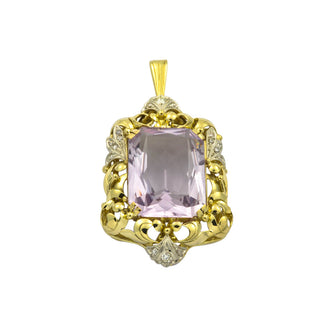 Anhänger aus Gelb- und Weißgold mit Amethyst, Brillant und Diamant