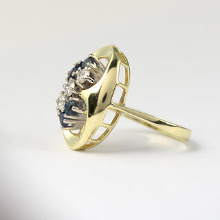 Ring aus Gelb- und Weißgold mit Saphir und Diamant