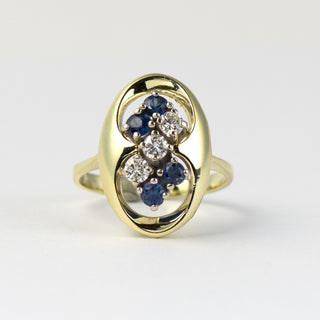 Ring aus Gelb- und Weißgold mit Saphir und Diamant