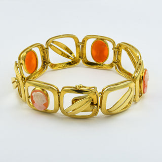 Gliederarmband aus Gelbgold mit Kamee/Gemme