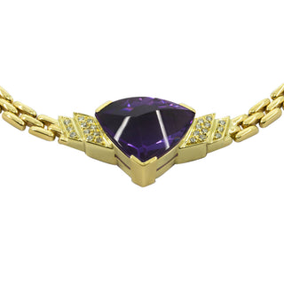 Collier aus Gelbgold mit Amethyst und Brillant