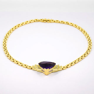 Collier aus Gelbgold mit Amethyst und Brillant