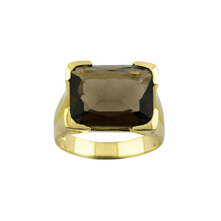 Ring aus Gelbgold mit Rauchquarz