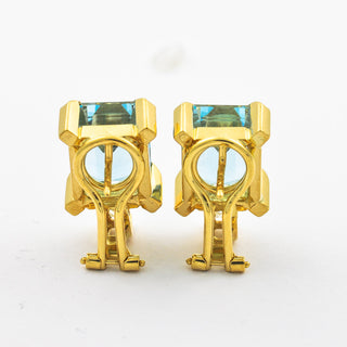 Ohrstecker aus Gelbgold mit Aquamarin und Diamant