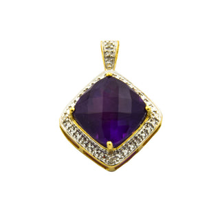 Anhänger aus Gelb- und Weißgold mit Amethyst und Diamant