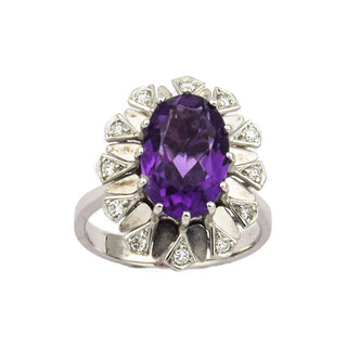 Entourage-Ring aus Weißgold mit Amethyst und Brillant