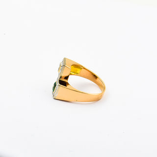 Ring aus Gelb- und Weißgold mit Smaragd und Diamant