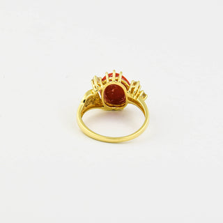 Korallenring aus Gelb- und Weißgold mit Brillant und Diamant