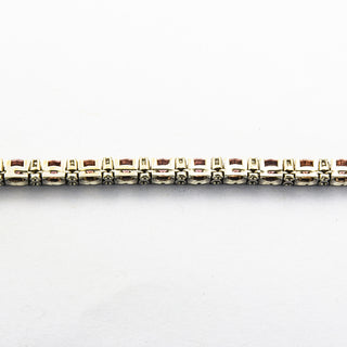 Rivièrearmband aus Weißgold mit Granat und Diamant