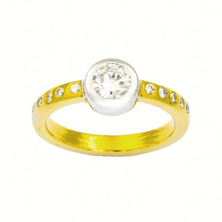 Brillantring aus Gelb- und Weißgold, vintage (ca. 1925-2005)