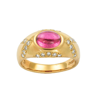 Ring der Marke LÜTH BIJOUX aus 750 Gelbgold mit 1 Turmalin und 24 Brill. zus. ca. 0,36 ct TW/vs