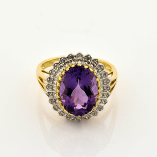 Ring aus Gelb- und Weißgold mit Amethyst und Diamant