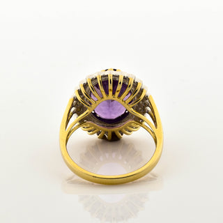 Ring aus Gelb- und Weißgold mit Amethyst und Diamant