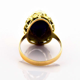 Ring 2 in 1 aus Gelbgold mit Amethyst und Perle