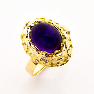 Ring 2 in 1 aus Gelbgold mit Amethyst und Perle