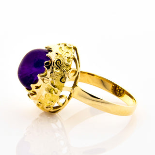 Ring 2 in 1 aus Gelbgold mit Amethyst und Perle