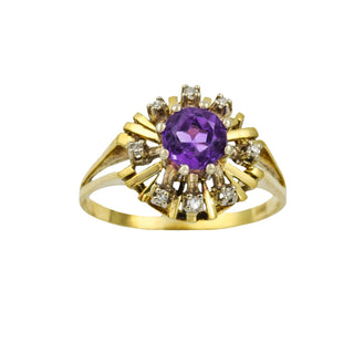 Entourage-Ring aus Gelb- und Weißgold mit Amethyst und Diamant