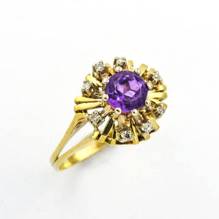 Entourage-Ring aus Gelb- und Weißgold mit Amethyst und Diamant