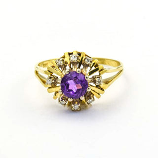 Entourage-Ring aus Gelb- und Weißgold mit Amethyst und Diamant