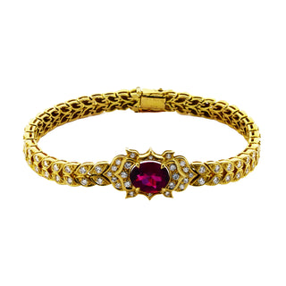 Armband aus Gelbgold mit Turmalin und Brillant