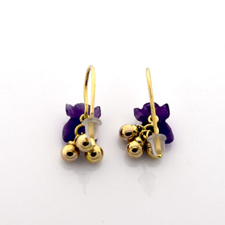 Ohrhänger Blüten aus Gelbgold mit Amethyst, neuwertig