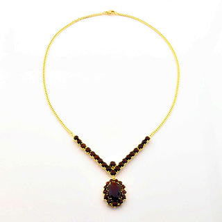 Granatcollier aus Gelbgold