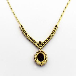 Granatcollier aus Gelbgold