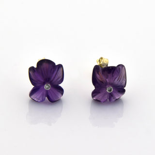 Ohrstecker Blüten aus Gelb- und Weißgold mit Amethyst