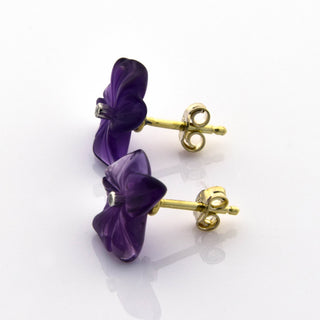 Ohrstecker Blüten aus Gelb- und Weißgold mit Amethyst