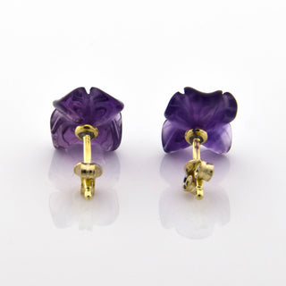 Ohrstecker Blüten aus Gelb- und Weißgold mit Amethyst